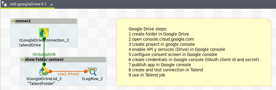 Google Drive demo job and steps